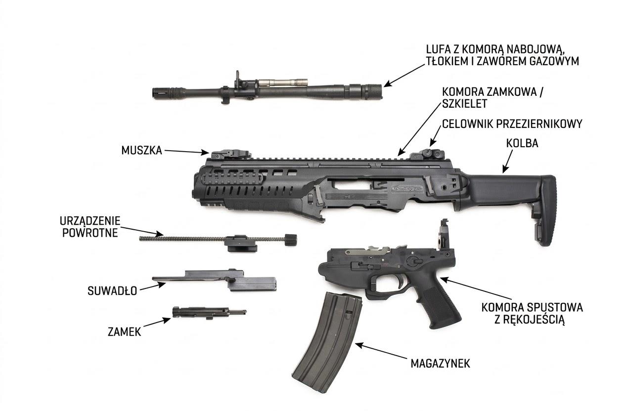 Beretta ARX160 A3 — podstawowe części i zespoły